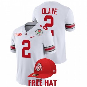 Chris Olave Ohio State Buckeyes 2022 Rose Bowl White College Football Playoff #2 Jersey