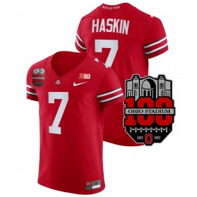 Dwayne Haskins #7 Scarlet Ohio State Buckeyes 1922-2022 Elite Football 100th Year Stadium Anniversary Jersey