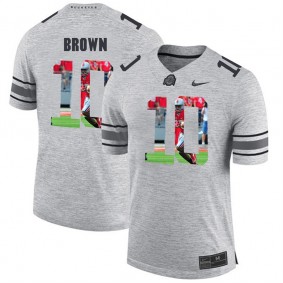 Men Ohio State Buckeyes CaCorey Brown #10 Gray Football Player Pictorital Gridiron Fashion Limited Jersey