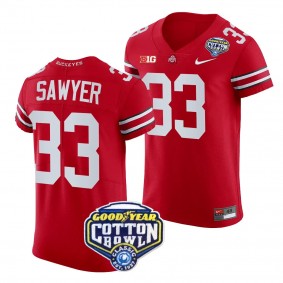 Men's Jack Sawyer Ohio State Buckeyes 2023 Cotton Bowl Scarlet #33 College Football Playoff Jersey