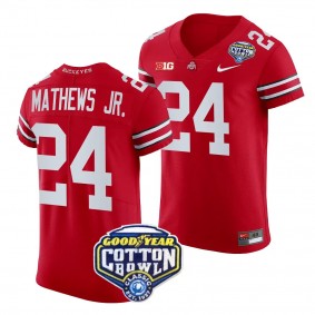 Men's Jermaine Mathews Jr. Ohio State Buckeyes 2023 Cotton Bowl Scarlet #24 College Football Playoff Jersey