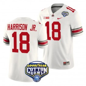 Ohio State Buckeyes Marvin Harrison Jr. 2023 Cotton Bowl #18 White College Football Playoff Jersey Men's