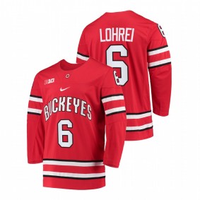 Ohio State Buckeyes Mason Lohrei #6 Red College Hockey Jersey