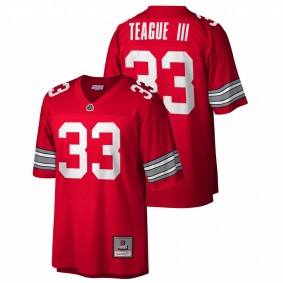 Men Ohio State Buckeyes Master Teague III #33 Scarlet Black Throwback Game Jersey