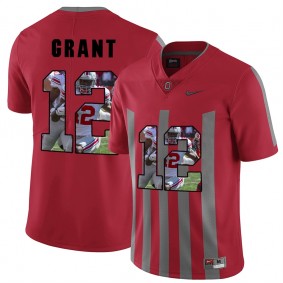 Men Ohio State Buckeyes Doran Grant #12 Red Player Pictorital Fashion Football Jersey