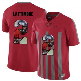 Men Ohio State Buckeyes Marshon Lattimore #2 Red Player Pictorital Fashion Football Jersey