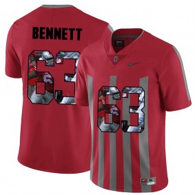 Men Ohio State Buckeyes Michael Bennett #63 Red Player Pictorital Fashion Football Jersey