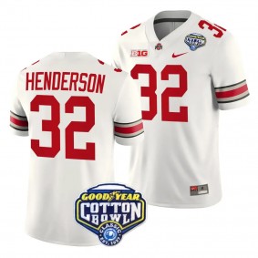 Ohio State Buckeyes TreVeyon Henderson 2023 Cotton Bowl #32 White College Football Playoff Jersey Men's