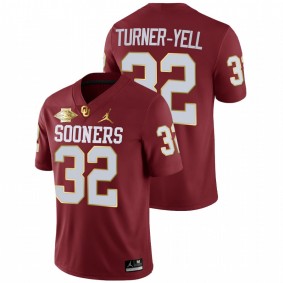 Men Oklahoma Sooners Delarrin Turner-Yell #32 Crimson 2021 Red River Showdown Golden Edition Jersey