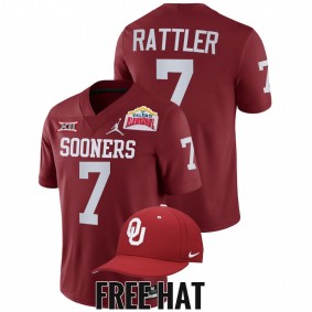 Spencer Rattler Oklahoma Sooners 2021 Alamo Bowl Crimson CFP #7 Jersey