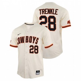 Caeden Trenkle Oklahoma State Cowboys #28 College Baseball Men Cream Jersey Replica