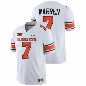 Jaylen Warren Oklahoma State Cowboys 2021-22 White College Football Throwback #7 Jersey