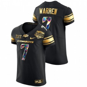 Jaylen Warren #7 Black Oklahoma State Cowboys Golden Diamond Edition 2022 Fiesta Bowl Jersey