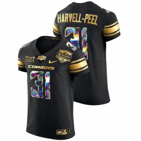 Kolby Harvell-Peel #31 Black Oklahoma State Cowboys Golden Diamond Edition 2022 Fiesta Bowl Jersey