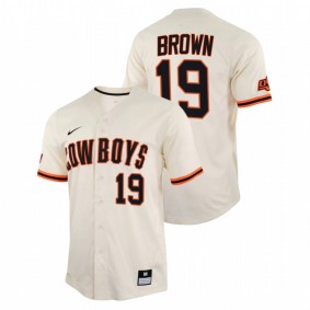 Marcus Brown Oklahoma State Cowboys #19 College Baseball Men Cream Jersey Replica