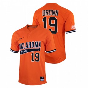 Oklahoma State Cowboys #19 Marcus Brown College Baseball Orange Jersey Two-Button Men