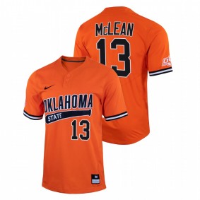 Oklahoma State Cowboys #13 Nolan McLean College Baseball Orange Jersey Two-Button Men