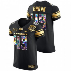 Tanner Brown #49 Black Oklahoma State Cowboys Golden Diamond Edition 2022 Fiesta Bowl Jersey