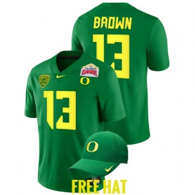 Anthony Brown Oregon Ducks 2021 Alamo Bowl Green Pac-12 North Division champions #13 Jersey