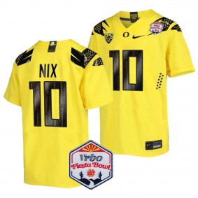 Men's Bo Nix Oregon Ducks 2024 Fiesta Bowl Yellow #10 College Football Playoff Jersey