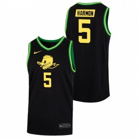 De'Vion Harmon #5 Black Oregon Ducks 2022 College Basketball Duck Face Jersey