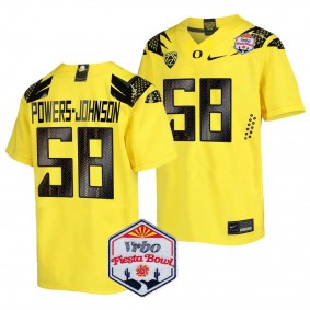 Men's Jackson Powers-Johnson Oregon Ducks 2024 Fiesta Bowl Yellow #58 College Football Playoff Jersey