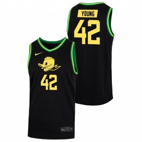 Jacob Young #42 Black Oregon Ducks 2022 College Basketball Duck Face Jersey