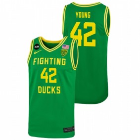 Jacob Young #42 Green Oregon Ducks 2022 College Basketball Throwback Jersey