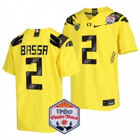 Men's Jeffrey Bassa Oregon Ducks 2024 Fiesta Bowl Yellow #2 College Football Playoff Jersey