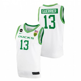 Oregon Ducks Quincy Guerrier 2022 White College Basketball BLM Patch Men Jersey