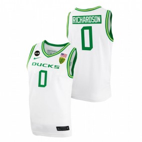 Oregon Ducks Will Richardson 2022 White College Basketball BLM Patch Men Jersey