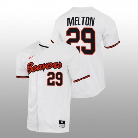 Jacob Melton Oregon State Beavers #29 College Baseball Men White Jersey Full-Button