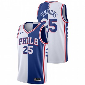 Philadelphia 76ers Ben Simmons 2021-22 White Blue Split Edition Big Scorer Jersey