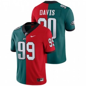 Jordan Davis Philadelphia Eagles X Bulldogs 2022 NFL Draft Teal Red Dual Teams Split Men Jersey