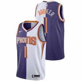 Phoenix Suns Devin Booker 2021-22 White Purple Split Edition Big Scorer Jersey