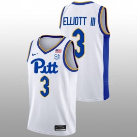 Greg Elliott #3 White Pitt Panthers 2022-23 College Basketball Jersey