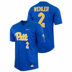 Jeffrey Wehler Pitt Panthers #2 College Baseball Men Royal Jersey Replica