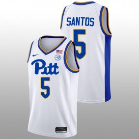 Pitt Panthers Nate Santos 2022-23 White College Basketball Home Men Jersey