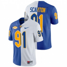 Sam Scarton Pitt Panthers 2021-22 Royal White Split Edition Limited Football #91 Jersey