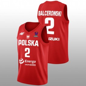 Poland Aleksander Balcerowski Red FIBA EuroBasket 2022 Away Men Jersey