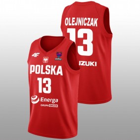 Poland Dominik Olejniczak Red FIBA EuroBasket 2022 Away Men Jersey