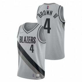 Greg Brown III Portland Trail Blazers Gray Earned Edition 2021 NBA Draft Jersey