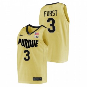 Caleb Furst #3 Gold Purdue Boilermakers 2021-22 Top overall seed College Basketball Jersey