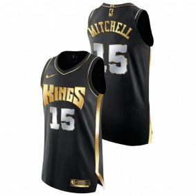 Men Sacramento Kings #15 Black Davion Mitchell 2021 NBA Draft Golden Edition Jersey