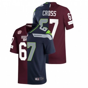 Charles Cross Seattle Seahawks X Bulldogs 2022 NFL Draft Navy Maroon Dual Teams Split Men Jersey