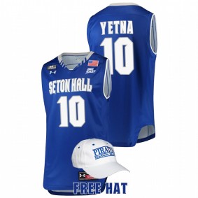 Seton Hall Pirates Alexis Yetna 2021-22 Blue College Basketball Free Hat Men Jersey