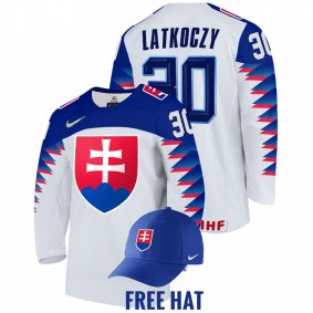 Slovakia Simon Latkoczy #30 White 2022 IIHF World Junior Championship Free Hat Hockey Jersey