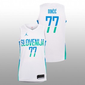 Luka Doncic Slovenia Home White Replica Men Jersey