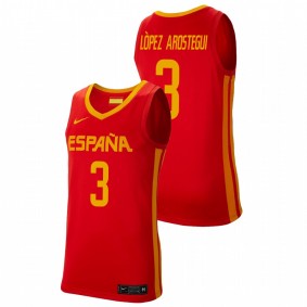 Spain Basketball Xabier Lopez-Arostegui Red 2021 Tokyo Olympics Away Jersey