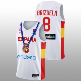 Spain Dario Brizuela White 2022 FIBA EuroBasket Champions Replica Gold Medal Men Jersey